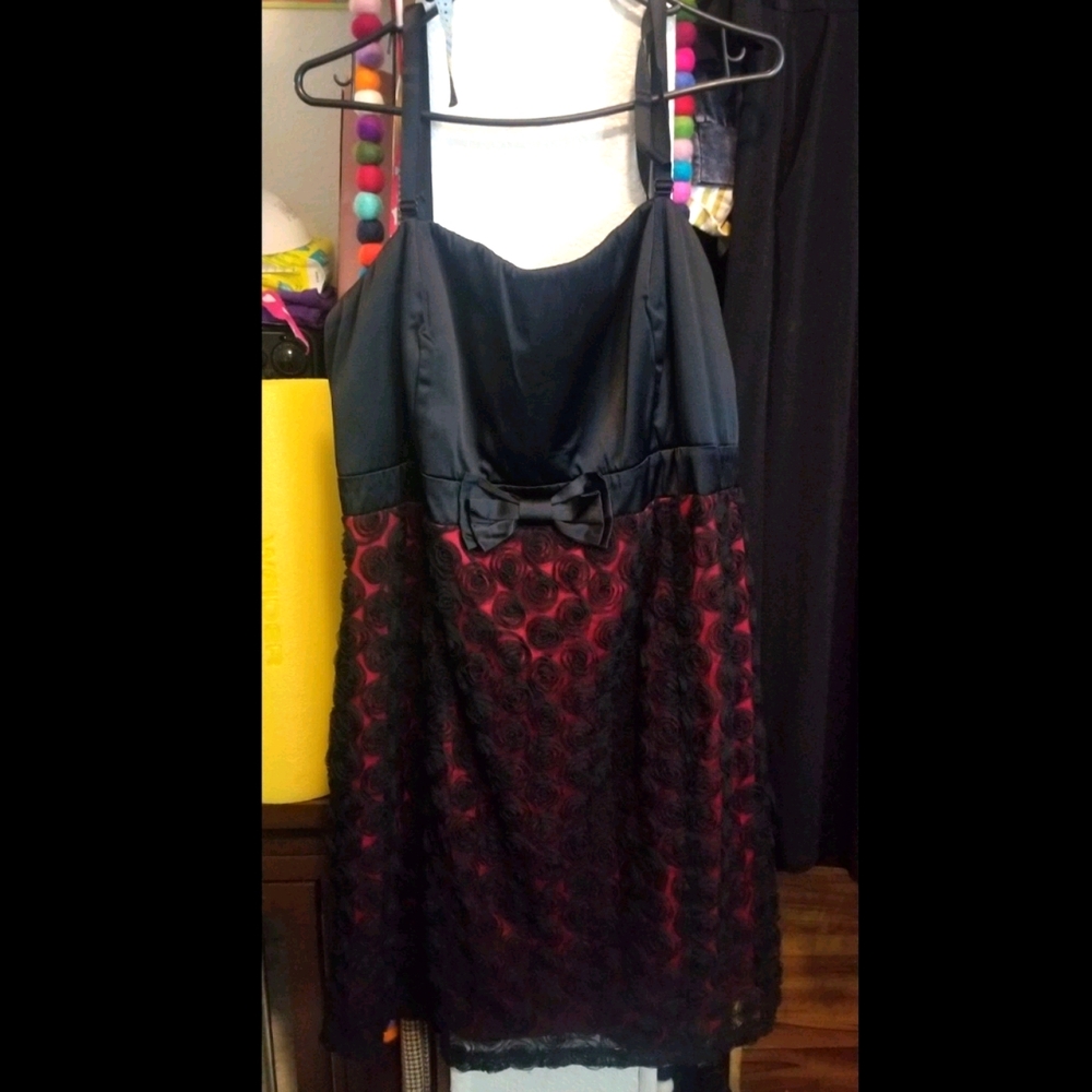 F21 Red & Black Rose Cocktail Dress 🌹🖤🌹🖤
